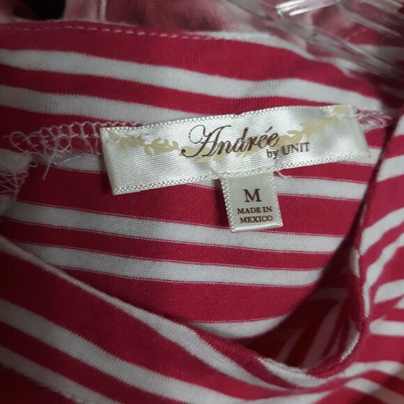 Andree By Unit Womens Sz Medium Red White Stripe Button Back Top - Picture 6 of 8